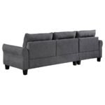 CASPIAN UPHOLSTERED CURVED ARM CHAISE SECTIONAL SOFA GREY - Image 8