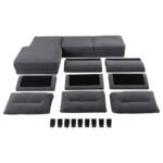 CASPIAN UPHOLSTERED CURVED ARM CHAISE SECTIONAL SOFA GREY - Image 14