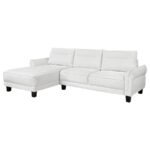 CASPIAN UPHOLSTERED CURVED ARM CHAISE SECTIONAL SOFA WHITE