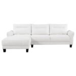 CASPIAN UPHOLSTERED CURVED ARM CHAISE SECTIONAL SOFA WHITE - Image 5