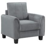 DAVIS UPHOLSTERED ROLLED ARM ACCENT CHAIR GREY