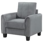DAVIS UPHOLSTERED ROLLED ARM ACCENT CHAIR GREY - Image 4