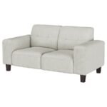 DEERHURST UPHOLSTERED TRACK ARM TUFTED LOVESEAT GREIGE - Image 4