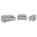 TOMKINS 3-PIECE BOUCLE UPHOLSTERED SOFA SET LIGHT GREY - Image 2