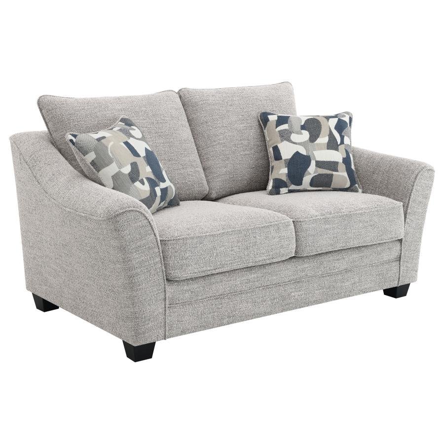 509672_02x900.jpg TOMKINS BOUCLE UPHOLSTERED LOVESEAT LIGHT GREY - Image 1