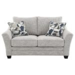 TOMKINS BOUCLE UPHOLSTERED LOVESEAT LIGHT GREY - Image 3