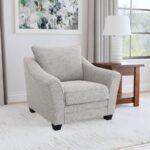 TOMKINS BOUCLE UPHOLSTERED CHAIR LIGHT GREY - Image 2