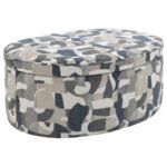 TOMKINS OVAL UPHOLSTERED STORAGE OTTOMAN INDIGO BLUE