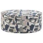 TOMKINS OVAL UPHOLSTERED STORAGE OTTOMAN INDIGO BLUE - Image 5