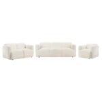 DORSET 3-PIECE UPHOLSTERED ROUND TRACK ARM SOFA SET WHITE - Image 2