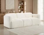 DORSET FABRIC UPHOLSTERED ROUND TRACK ARM SOFA WHITE - Image 2