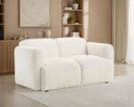 DORSET FABRIC UPHOLSTERED ROUND TRACK ARM LOVESEAT WHITE - Image 2