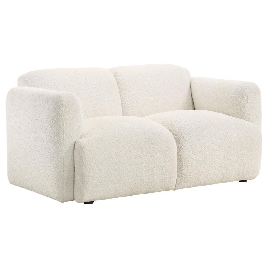 509812_02x900.jpg DORSET FABRIC UPHOLSTERED ROUND TRACK ARM LOVESEAT WHITE - Image 1