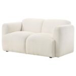 DORSET FABRIC UPHOLSTERED ROUND TRACK ARM LOVESEAT WHITE - Image 4