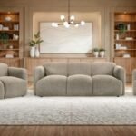 DORSET 3-PIECE UPHOLSTERED ROUND TRACK ARM SOFA SET BROWN