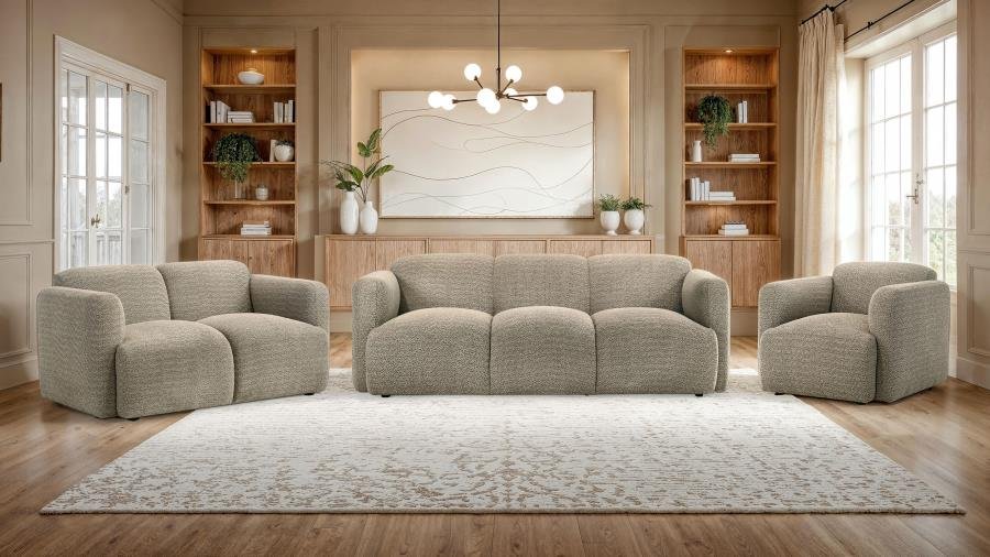 509814-S3_01x900.jpg DORSET 3-PIECE UPHOLSTERED ROUND TRACK ARM SOFA SET BROWN - Image 1