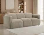 DORSET FABRIC UPHOLSTERED ROUND TRACK ARM SOFA BROWN - Image 2
