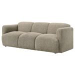 DORSET FABRIC UPHOLSTERED ROUND TRACK ARM SOFA BROWN - Image 4
