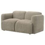 DORSET FABRIC UPHOLSTERED ROUND TRACK ARM LOVESEAT BROWN - Image 4