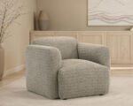 DORSET FABRIC UPHOLSTERED ROUND TRACK ARM ACCENT CHAIR BROWN - Image 2