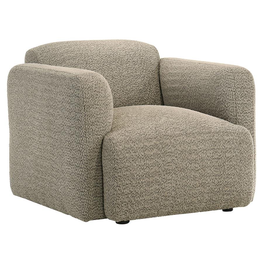 509816_02x900.jpg DORSET FABRIC UPHOLSTERED ROUND TRACK ARM ACCENT CHAIR BROWN - Image 1