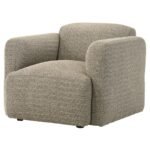 DORSET FABRIC UPHOLSTERED ROUND TRACK ARM ACCENT CHAIR BROWN - Image 4
