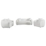 ISABELLA 3-PIECE FAUX SHEEPSKIN UPHOLSTERED SOFA SET NATURAL - Image 2