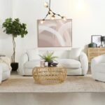ISABELLA 3-PIECE FAUX SHEEPSKIN UPHOLSTERED SOFA SET NATURAL