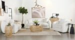 ISABELLA 3-PIECE FAUX SHEEPSKIN UPHOLSTERED SOFA SET NATURAL