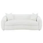 ISABELLA 3-PIECE FAUX SHEEPSKIN UPHOLSTERED SOFA SET NATURAL - Image 4