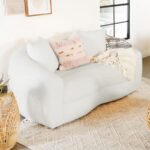 ISABELLA FAUX SHEEPSKIN UPHOLSTERED LOVESEAT NATURAL - Image 2