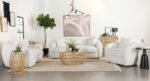 ISABELLA FAUX SHEEPSKIN UPHOLSTERED ACCENT CHAIR NATURAL - Image 11