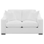 ASHLYN 3-PIECE UPHOLSTERED SLOPED ARM SOFA SET WHITE - Image 7
