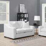 ASHLYN UPHOLSTERED SLOPED ARM LOVESEAT WHITE - Image 2