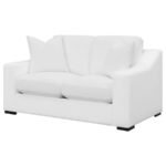 ASHLYN UPHOLSTERED SLOPED ARM LOVESEAT WHITE - Image 4