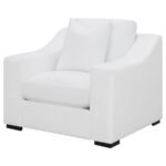 ASHLYN UPHOLSTERED SLOPED ARM ACCENT CHAIR WHITE - Image 4