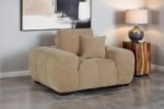 OCTAVIA UPHOLSTERED TRACK ARM ACCENT CHAIR CAMEL - Image 2