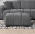 OCTAVIA UPHOLSTERED RECTANGULAR OTTOMAN CHARCOAL GREY - Image 2