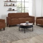 BOWEN II 3-PIECE FABRIC UPHOLSTERED TRACK ARM SOFA SET RUST
