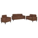 BOWEN II 3-PIECE FABRIC UPHOLSTERED TRACK ARM SOFA SET RUST - Image 2