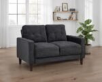 BOWEN II FABRIC UPHOLSTERED TRACK ARM LOVESEAT STEEL GREY - Image 2