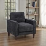 BOWEN II FABRIC UPHOLSTERED TRACK ARM CHAIR STEEL GREY - Image 2