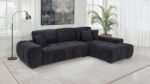 OCTAVIA UPHOLSTERED SECTIONAL CHAISE SOFA BLACK - Image 2