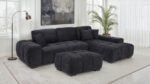 OCTAVIA UPHOLSTERED SECTIONAL CHAISE SOFA BLACK - Image 9