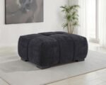 OCTAVIA UPHOLSTERED RECTANGULAR OTTOMAN BLACK - Image 2