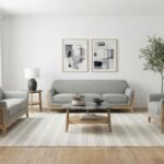 VAUGHN 3-PIECE FABRIC UPHOLSTERED FLARED ARM SOFA SET GREY