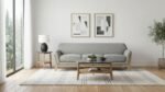 VAUGHN FABRIC UPHOLSTERED FLARED ARM SOFA GREY - Image 2