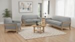 VAUGHN FABRIC UPHOLSTERED FLARED ARM SOFA GREY - Image 11