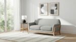 VAUGHN FABRIC UPHOLSTERED FLARED ARM LOVESEAT GREY - Image 2