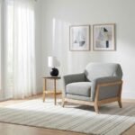 VAUGHN FABRIC UPHOLSTERED FLARED ARM ACCENT CHAIR GREY - Image 2